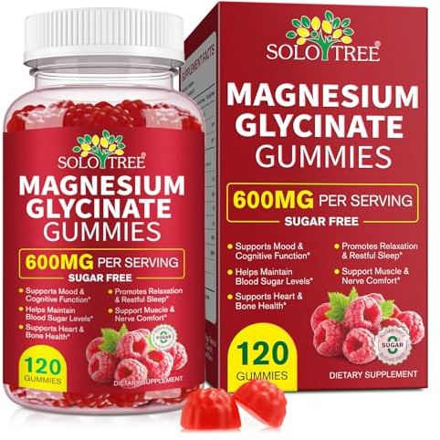 Magnesium Glycinate Gummies 600mg – Sugar-Free High Absorption Magnesium with L-Threonate, Supports Relaxation, Calm & Restful Sleep, with Vitamin B6 & D3 – 120 Berry-Flavor Gummies