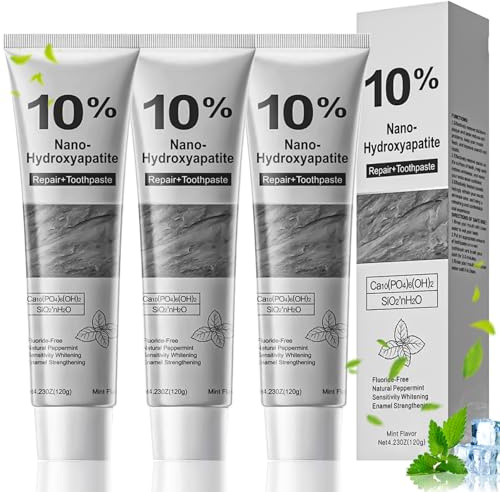 VLUVLA 3Pcs 10% Hydroxyapatite Toothpaste, Fluoride Free Toothpaste