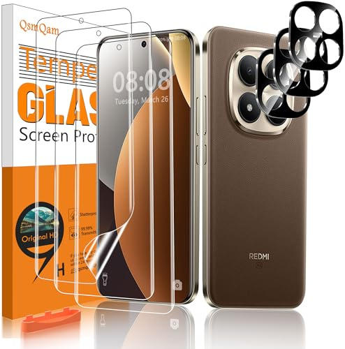 QsmQam 3 Piezas Protector de Pantalla para Xiaomi Redmi Note 15 Pro+/15 Pro Plus 5G y 3 Piezas Protector de Lente de Cámara, Alta Definición TPU, Anti Arañazos, Sin Burbujas