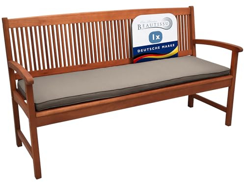 Beautissu Auflage Bankkissen Sitzkissen für Gartenbank Polster Oeko-Tex | 150x48x5cm Taupe Kissen für Gartenmöbel Polsterauflage Gartenbankauflage Sitzpolster Loft BK