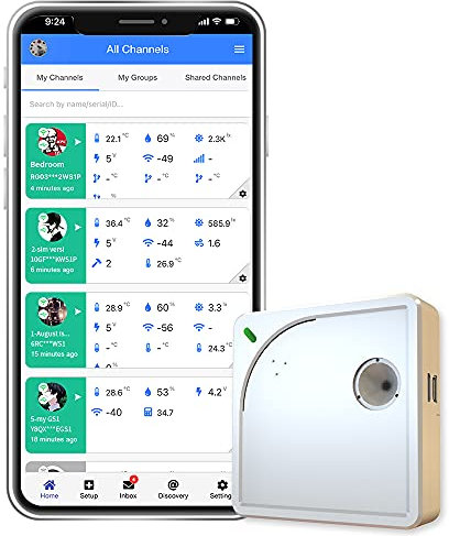 UbiBot WS1 - Misuratore di temperatura e umidità WiFi, igrometro termometro wireless, data logger WiFi con allarme App gratuito, temperatura frigorifero, App Android/iOS (solo WiFi 2.4GHz, IFTTT)