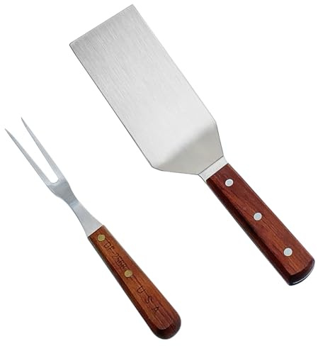 SUNRISE Stainless Steel Turner Spatula & Meat Fork 10.5 Fork + 6 x 3 Spatula