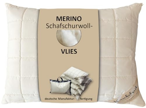Meivita Merino Schafschurwolle Kopfkissen Schurwoll Kissen in 60x80 cm Made in Germany