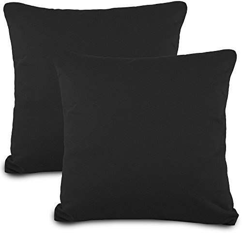aqua-textil Classic Line Baumwoll Kissenbezug 2er-Set 80 x 80 cm schwarz e Kissen Bezug Kissenhülle. Kopfkissenüberzug. Pillowcase. Bettkissen. Kopfkissenbezug. Reißverschluss Jersey