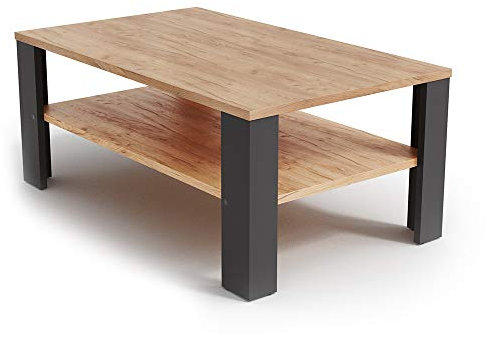 Vicco Couchtisch, Couchtisch mit der Ablage, Anthrazit/Sandeiche, 100 x 60 cm