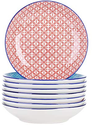 vancasso Suppenteller porzellan, Maracon 8 teilig Tiefteller bunt, Ø 21,5 cm, Füllmenge 600 ml Geschirr Tellerset Suppenschalen