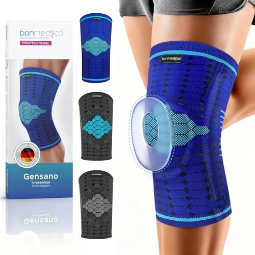 bonmedico Ginocchiera Ortopedica – Tutore Ginocchio Ginocchiera Sportivo per Rotula e Menisco, Fascia Ginocchio Traspirante per Palestra, Fitness, Uomo Donna, Supporto in Neoprene Blu XL