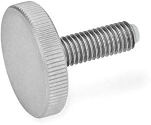 Vis moletée plate, acier inoxydable, pomme de pression en plastique, M8 x 25 mm.