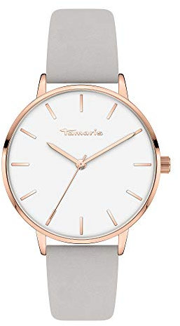 Tamaris Damenuhr mit Lederband – Runde Schlichte Armbanduhr für Damen 36 mm - Armbanduhr in Silber, Gold, Roségold, Schwarz, Blau, Grün, Lila, Rosa UVM