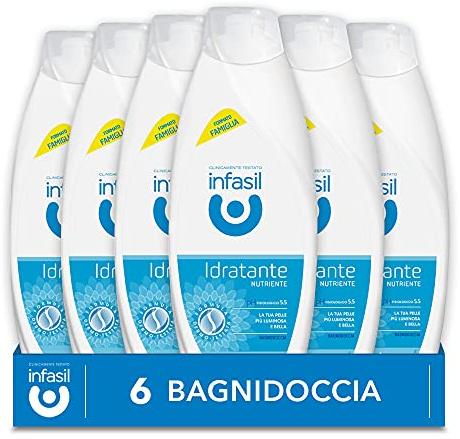 Infasil Bagnodoccia Idratante Nutriente, Clinicamente Testato e Delicato sulla Pelle, 6 Bagnodoccia da 500 ml