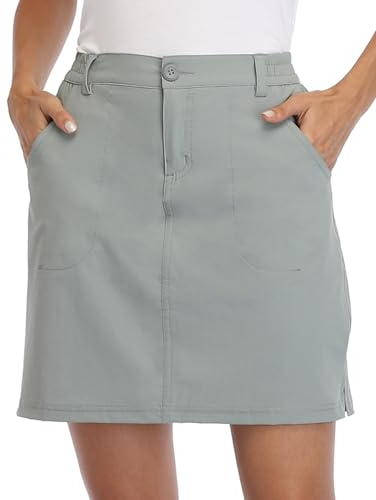 WILLIT Dam Outdoor Skort Golf Skort Casual Skort Rock UPF 50+ Quick Dry Zip Pockets Active Vandring, GRÅ, S