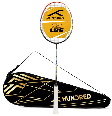 Hundred PRIMEARMOUR Raquette de Badminton à Cordes en Fibre de Carbone 800 avec Housse complète de Raquette | pour Joueurs intermédiaires | 84 g | Tension maximale des Cordes – 14,5 kg