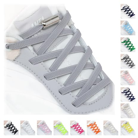 Handshop 2 Paires Lacets Sans Laçage, Lacets Élastiques Plats avec Verrou pour Enfants et Adultes, Lacets Chaussures de Sport de pour Toutes Les Chaussures