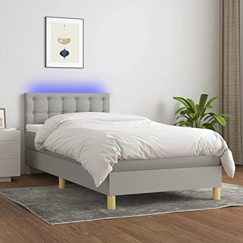 ZEYUAN Boxspringbett mit Matratze Bett, Bettgestelle, Polsterbett, Box Spring Bed, Schlafbett,Jugendbett, Bettrahmen, Betten Für Teenager, Hellgrau 90x200 cm Stoff