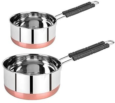 USA Deals 365 Stainless Steel Copper Bottom Sauce Pan with Copper Coating|Flat Base Sauce Pan | Tea Pan | Milk Pan | Tapeli Patila | Sauce Pot Cookware (2 Liter)