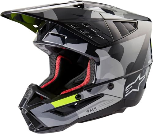 Alpinestars SM5 Helm Motocross Rover Camoflage Neongelb grau (XXL)