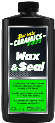 STAR BRITE Ceramics Wax & Seal - Green Apple Scent - SiO2 Tech for Ultimate Protection, Repels Water, Dirt, UV - Ideal for Fiberglass, Gelcoat, Painted Surfaces - 16 oz (204116)