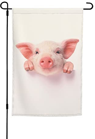 LAMAME Niedliches Schwein gedruckt Terrasse vertikale doppelseitige Gartenflagge Outdoor Flagge Garten Dekoration Flagge
