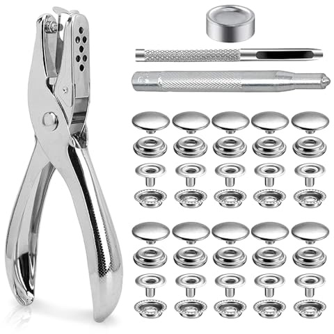 Casenly Druckknopf Set, 200 Stück Fixierwerkzeug Kit Druckknöpfe Ohne Nähen Kleidung Snaps Taste Edelstahl mit 3 Einstellungswerkzeuge Canvas Snap Button für Leder Jacken Jeans Handtaschen