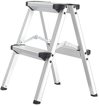 ULIKEUS 2 Step Ladder Double-Sided Folding Step Up Stool Heavy Duty Hop Up Aluminium Platform 330 lbs Multi-Purpose DIY Indoor Outdoor for Home, Kitchen, RV, Garage