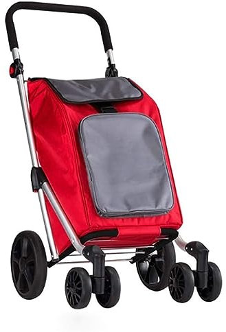 SOCUY Einkaufstrolley Faltbar Treppensteiger Trolley Zusammenklappbarer Einkaufswagen Mit Vier Rädern, Zusammenklappbarer Einkaufswagen, Leichter Einkaufswagen Einkaufswagen Klappbar
