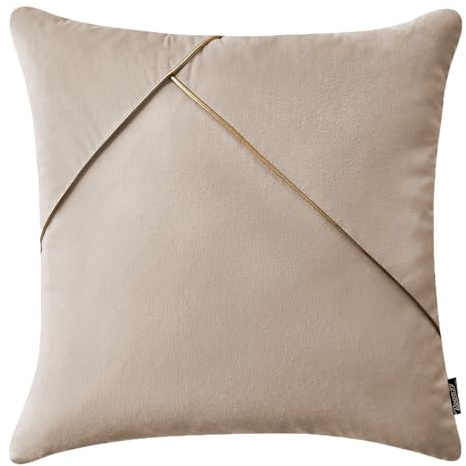 Room99 Be Glam Simple 45 x 45 cm Zierkissenbezüg Kissenbezüg Kissenhüll Dekorative Dekokissen Wurfkissenbezug Deko Aesthetic Modern Schlafzimmer Wohnzimmer Velvet Samt Dekor ‎Beige,1 Stück