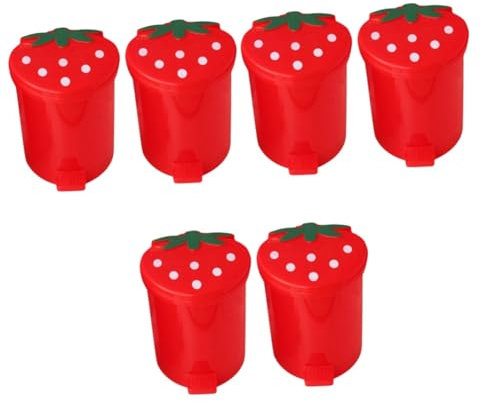 Cabilock 6 Pcs Mini Poubelle Fraise Décor Créatif Poubelle Table Chevet Bureau Pratique Rouge Petite Bureau Pp Voiture