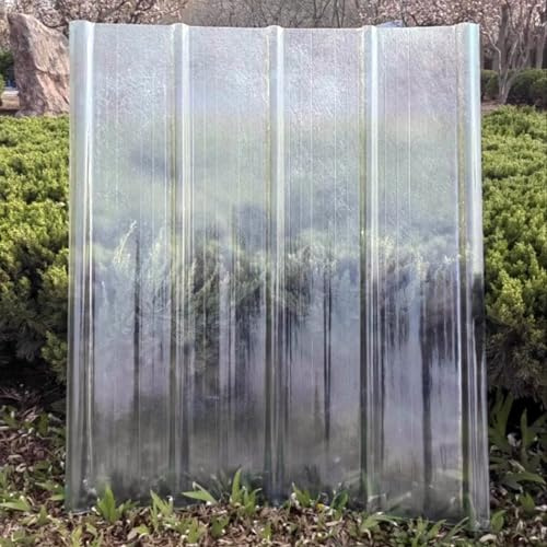 Transparente Wellplatten,FRP-Tageslichtplatten,Regensichere Wellbahn,2mm Schlagfestigkeit Dachplatten,Dachblech für Gerätehaus,Dachpfannen,Ersatzplatten,mit Schraube (0.9x2.3m/35x91in,1 Pcs)