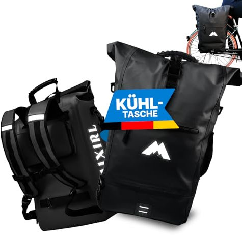 MIXIRL 3in1 Fahrradtasche für Gepäckträger mit Rucksack 100% Wasserdicht 30L I Kühlfach I Gepäckträgertasche Reflektierend Sattel Tasche fürs Fahrrad