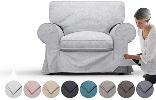 comfortly Schonbezug für EKTORP-Sessel, robuster Schonbezug, Haustier- und schmutzabweisend, strapazierfähiges Nano-Tech-Gewebe, leicht zu reinigen und auszutauschen. (Silber Farbe)