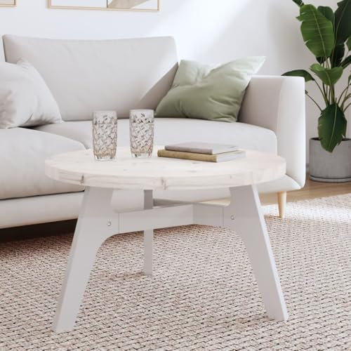 qohoio Tischplatte Schreibtischplatte Table Top Gartentischplatte Tischplatte Rund Weiß Ø70x3 cm Massivholz Kiefer