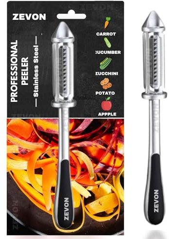ZEVON® Stainless Steel Peeler for Vegetables and Fruits, 3 in 1 Multifunctional Julienne Peeler for Kitchen, Versatile Vegetable Peelers for Salad Preparation, Durable Vegetable Peeler (Silver/Black)