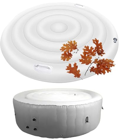 Aufblasbare Whirlpool-Abdeckung rund, aufblasbare Whirlpools Abdeckung runden Whirlpools Gehäuse winddichtem schneebeichten isolierten Deckel (Round 145cm with Handle)