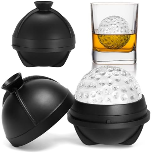 2 Pack Golf Ball Ice Cube Molds - 2.5 Inch Large Silicone 3D Ice Cube Molds for Cocktails, Bourbon, Brandy, Whiskey