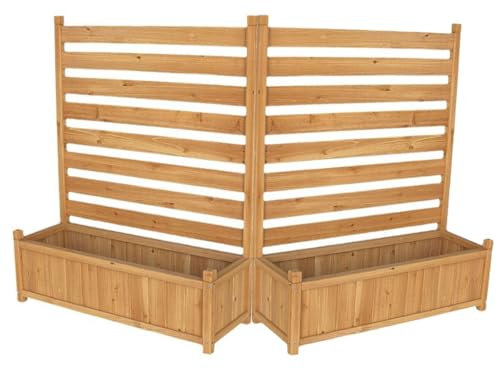 Clôture en bois pour climatiseur avec bac à jardinière, panneau brise-vue extérieur (91,4 cm de large x 114,3 cm de haut) - Écran en bois autoportant pour climatiseur, composteur, poubelle, équipement
