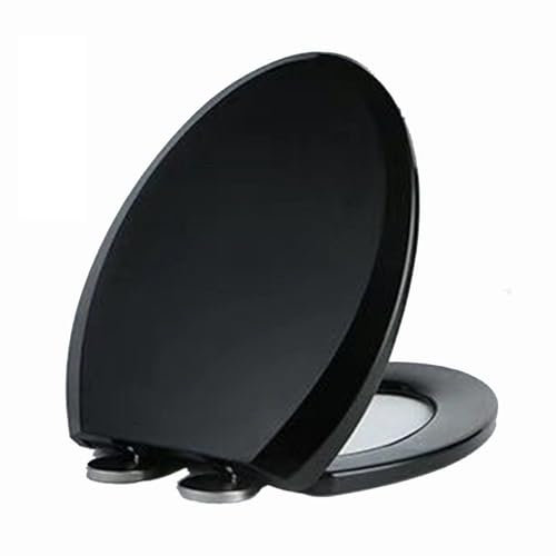 Brigtviee Toilettensitz,Wc Sitz Mit Absenkautomatik, 36 * 45cm, Pp-Material Klodeckel Mit Quick-Release-Funktion,Hochwertige Und Stabile QualitäT,Wc Sitz In V-Form,Toilettendeckel Bunt,Schwarz