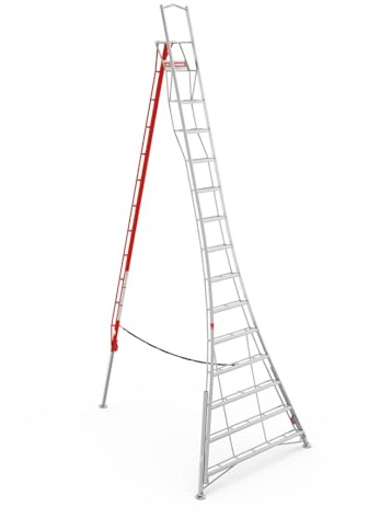 Henchman Aluminium Fully Adjustable PRO Tripod Ladder - 3 Adjustable Legs, For Professional Gardeners, 150kg Weight Limit, Lightweight, Durable (16ft / 4.8m)