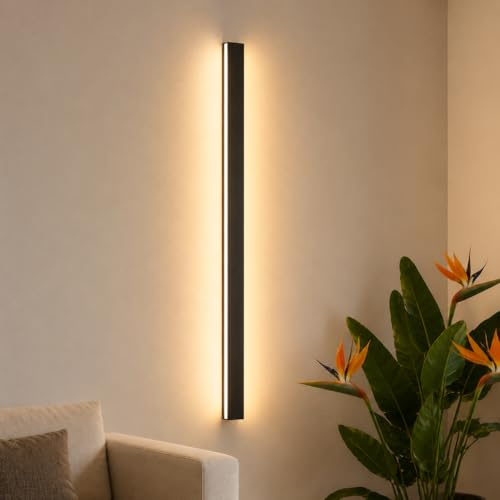 ZMH Wandlampe LED Wandleuchte innen Modern Flurlampe 80CM 27W Schwarz | Up Down Warmweiß Wohnzimmerlampe Bettlampe Wandbeleuchtung für Treppenhaus Wohnzimmer Kinderzimmer Schlafzimmer Flur