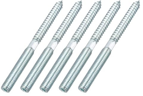 5 Stück Stockschrauben M8 Edelstahl, Doppelkopfschrauben Doppelgewindeschrauben,Stockschraube Mit Gewindestange,Holzschrauben,Für Möbelbeine Metallbügel Holzbrett Befestigungsmaterial (M8*100mm)