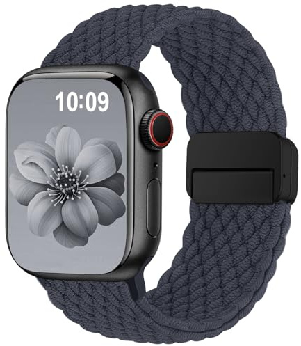 Higgs Flätade armband, kompatibla med Apple Watch-armband, 40 mm, 41 mm, 38 mm, 42 mm, 44 mm, 46 mm, 45 mm, Ultra 3/2, 49 mm, dam, herr, elastiskt magnetiskt lås för iWatch serie 11, 10, 9 SE 8, 7, 6