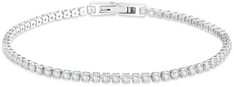 KRKC Damen Armband, 2/3/4/5mm Edelstahl Tennis Armband, Länge 16,5-19cm | 5A Zirkonia, 14K Gold Vergoldet, Nickel-frei Rostfrei Armkette Schmuck Geschenk für Frauen Geburtstag Muttertag