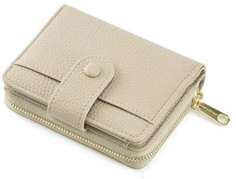ANYWN Geldbörse Damen klein aus Weichem Leder, Kleines Portemonnaie Damen, Mini Geldbeutel mit Großes Zipper Münzfach Khaki