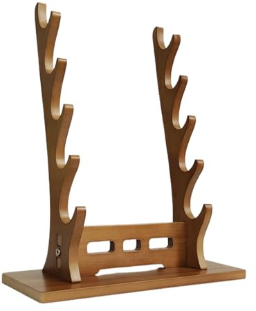 Flötenständer aus Holz, 5-stöckig, elegantes Tischregal, dekoratives Instrumenten-Display, stabiler Aufbewahrungs-Organizer, für Flöte, Scheiden-Sammlung, 31 x 11,5 x 37 cm