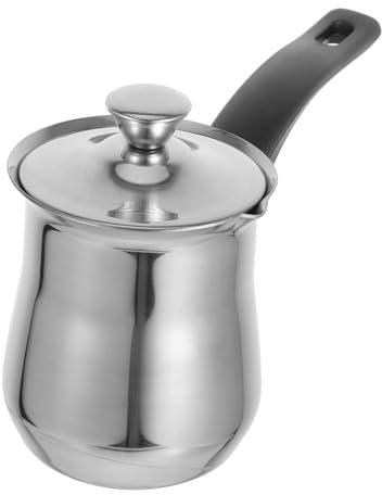 IMIKEYA Cafetera Turca De Acero Inoxidable Cacerola Para Leche Olla Para Estufa Con Tapa y Asa Calentador De Leche Para Preparar Café Turco