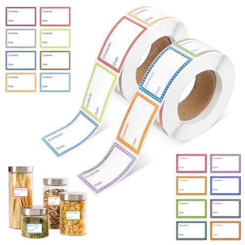 1000 Stück Gefrieretiketten zum Beschriften, Klebeetiketten zum Beschriften, Tiefkühletiketten Marmeladen Etiketten Food Labels für Küchen, Restaurants, Gläser, Flaschen, Marmelade, Tüten (25x40 mm)