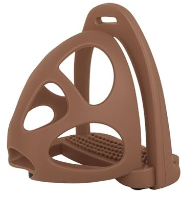 AK CagePro Étriers Légers en Plastique pour Cheval – Paire d’Étriers Durables avec Cage de Sécurité pour l’Entraînement Équestre et les Randonnées – Modèle AKRS-6045-01 (Brun, 4.75'')