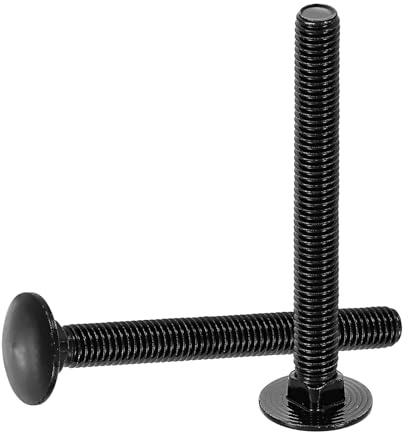 sourcing map 15Pcs Carriage Bolts, M8 x 75mm Stainless Steel 18-8 (304) Round Head Square Neck Screws Black Oxide Bolt Screw for Fastening Accessories - Black