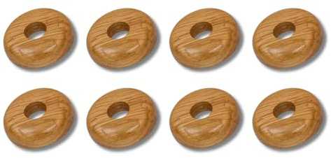 Marco Paul 8pc Oak Radiator Pipe Covers - Long Lasting Wooden Radiator Pipe Collars For Floor - Easy To Install Snap On Oak Pipe Collars 15mm - Stylish Floor Rings For Laminate Carpet Vinyl