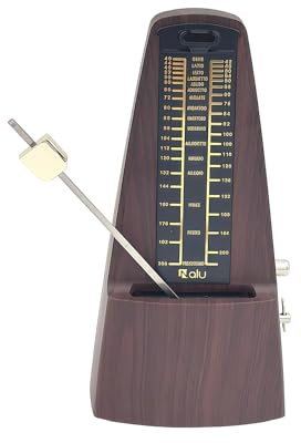 NALU Metronome - Classic Mechanical Wind-Up Design with Bell for Piano, Guitar, Violin & All Instruments (N-Wood Grain)