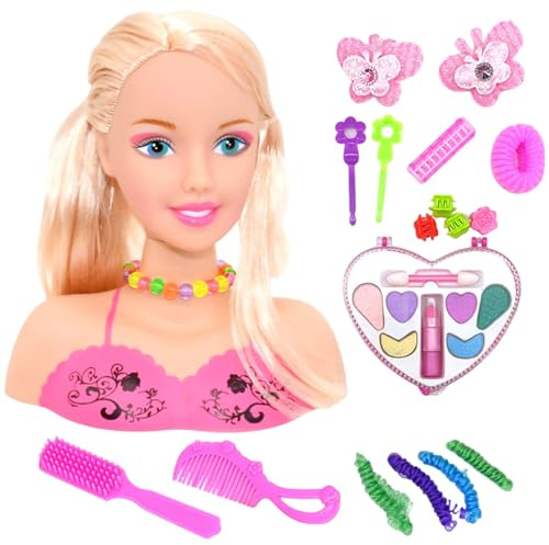 Whyzsjnclg Tête de poupée, 1 Set têtes de poupée pour Coiffure pour Enfants avec Accessoires